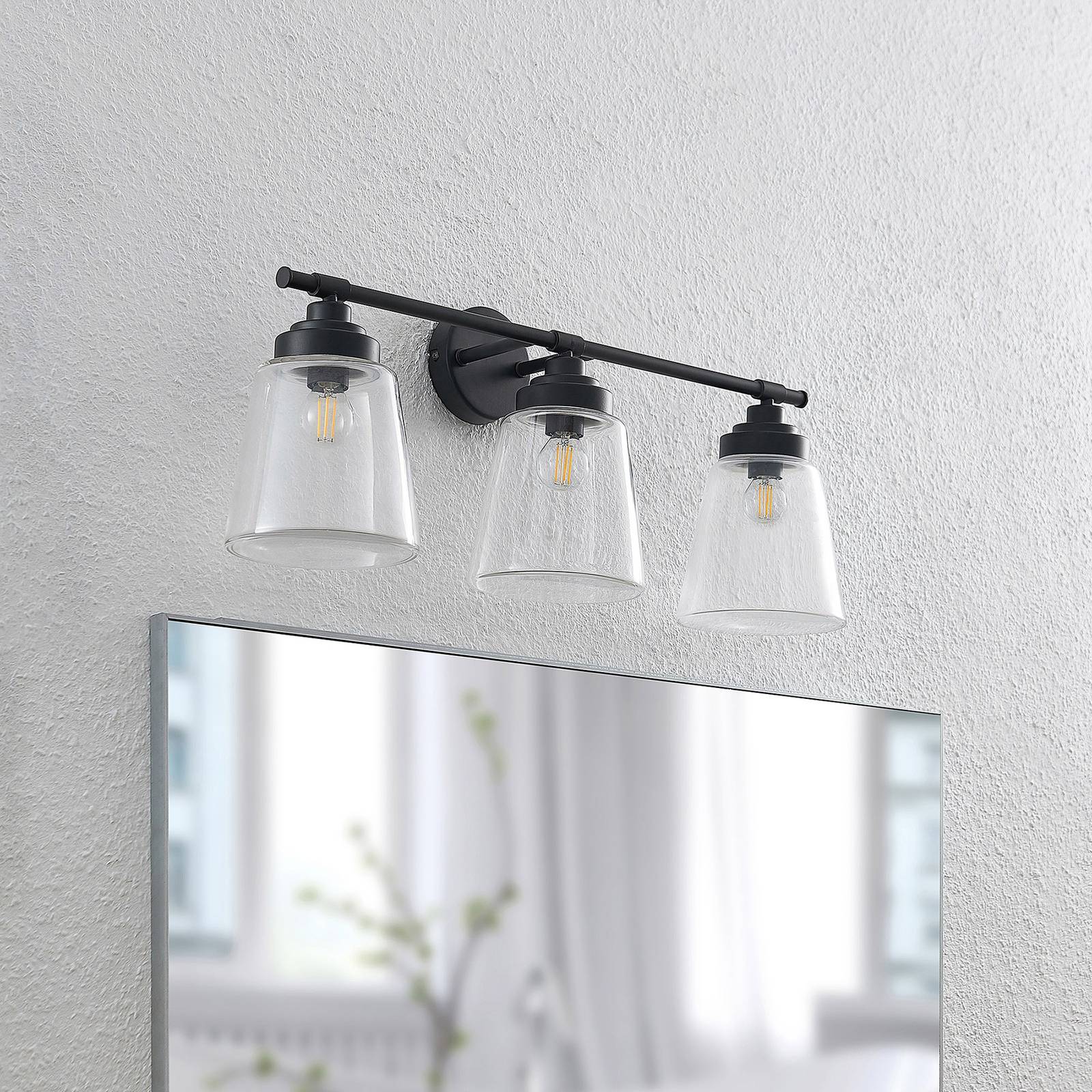 Svítidlo Lindby matná černá ocel/sklo