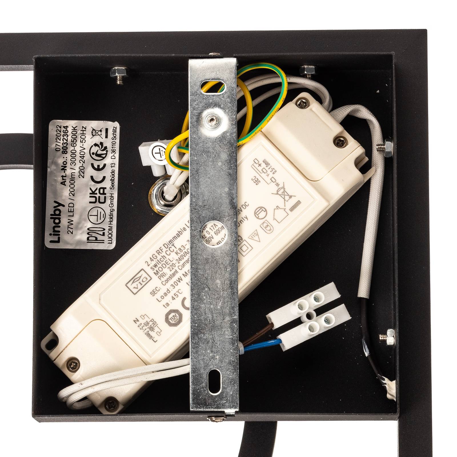 Lindby Coljana stropní světlo obdélník/kruh černá, Obývací pokoj / jídelna, hliník, plast, 27W, P: 62 cm, L: 45 cm, K: 8cm - Image 4