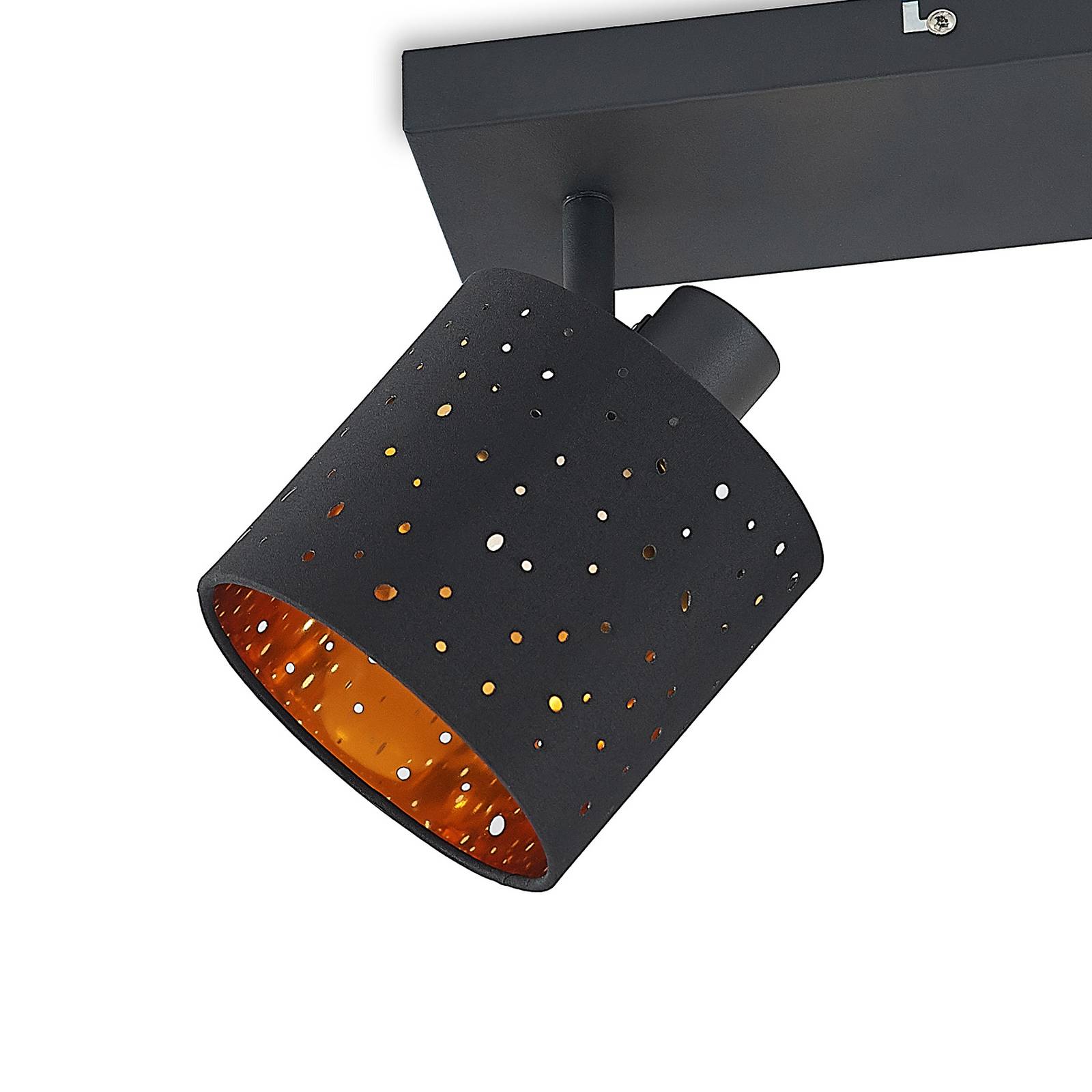 Lindby Darima bodové světlo, 2 zdroje, černá, Obývací pokoj / jídelna, železo, textil, E14, 8W, P: 28 cm, L: 12 cm, K: 19cm - Image 4