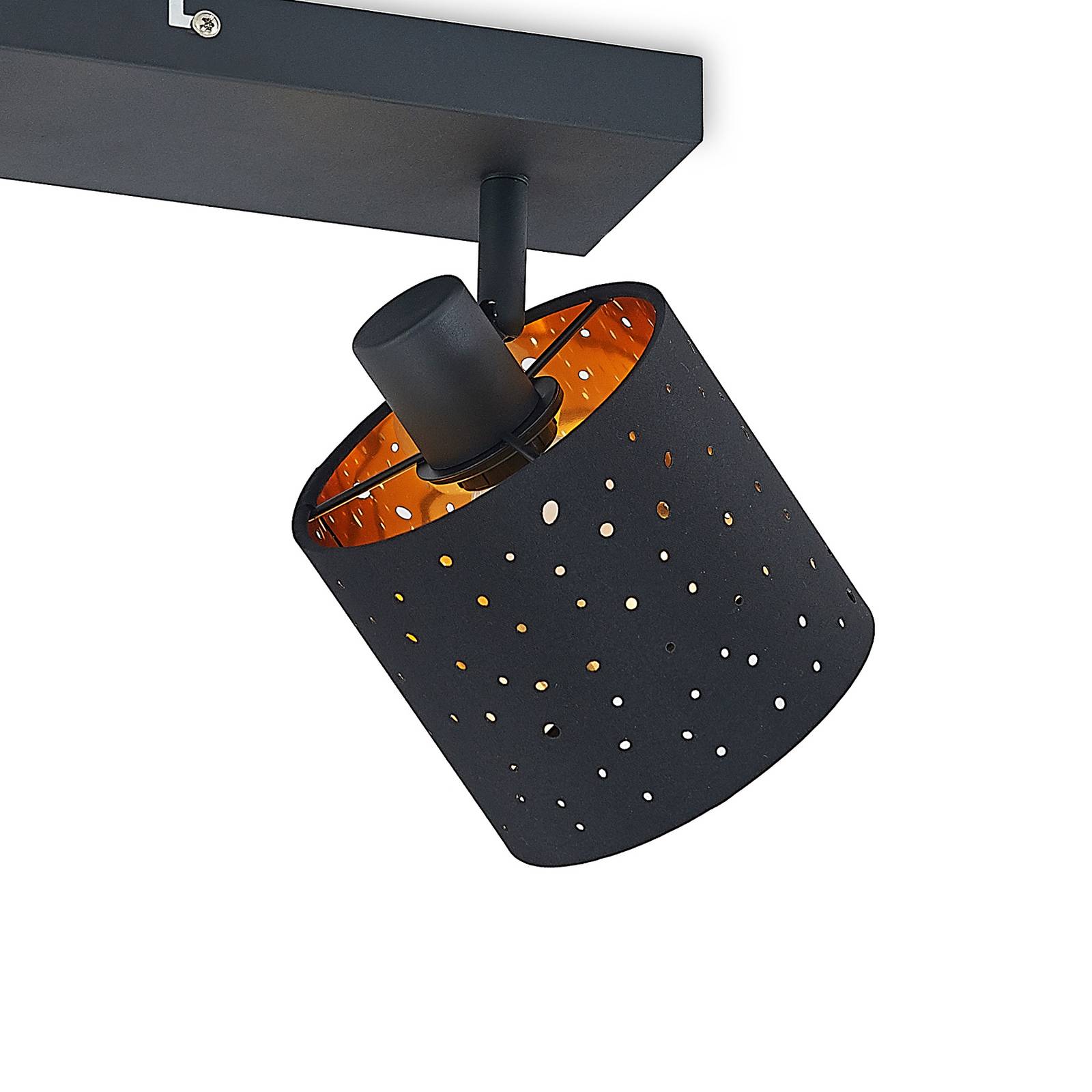 Lindby Darima bodové světlo, 2 zdroje, černá, Obývací pokoj / jídelna, železo, textil, E14, 8W, P: 28 cm, L: 12 cm, K: 19cm - Image 5