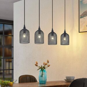 Svítidlo Lindby dřevo přírodní/černá dřevo/železo