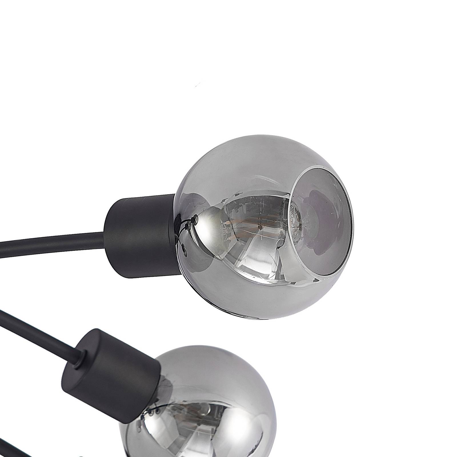 Lindby Eridia stropní světlo černá 6 zdroj křížené, Obývací pokoj / jídelna, ocel, kouřové sklo, E14, 4W, P: 72 cm, L: 80 cm, K: 18cm - Image 4