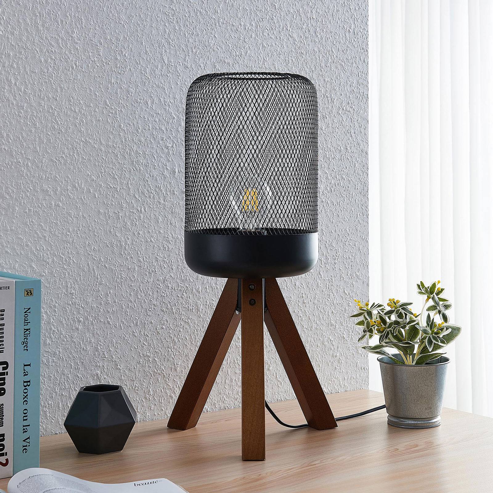 Svítidlo Lindby černá/hnědá Kov/MDF