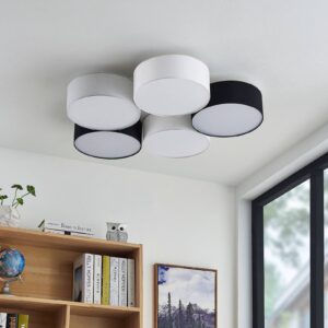 Svítidlo Lindby šedá/černá/bílá textilie/plast/železo