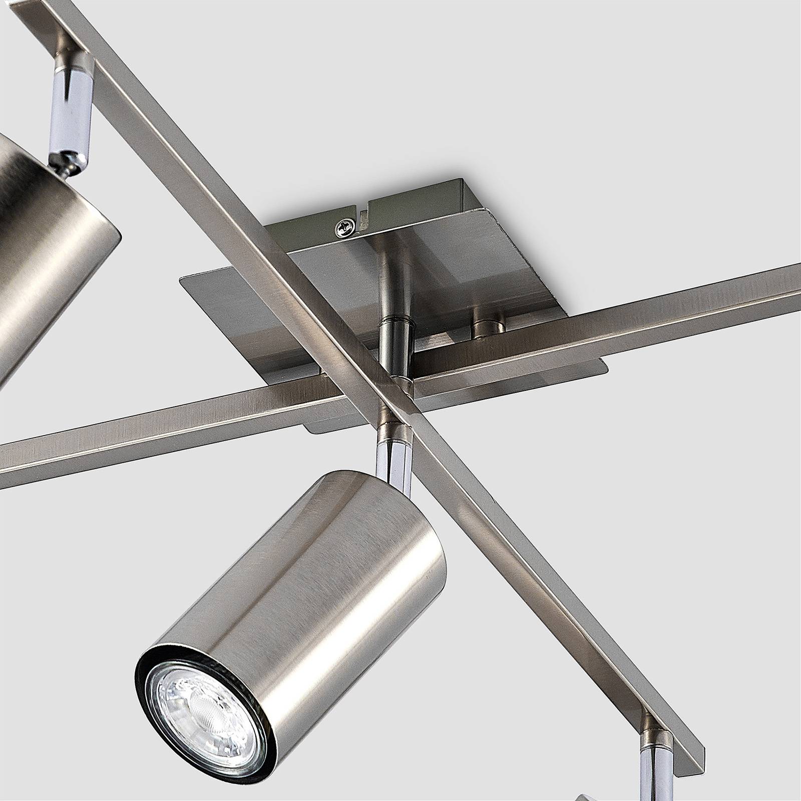 Lindby Joffrey stropní světlo, pět zdrojů, nikl, Obývací pokoj / jídelna, hliník, GU10, 35W, P: 77.5 cm, L: 57.5 cm, K: 22.5cm - Image 5