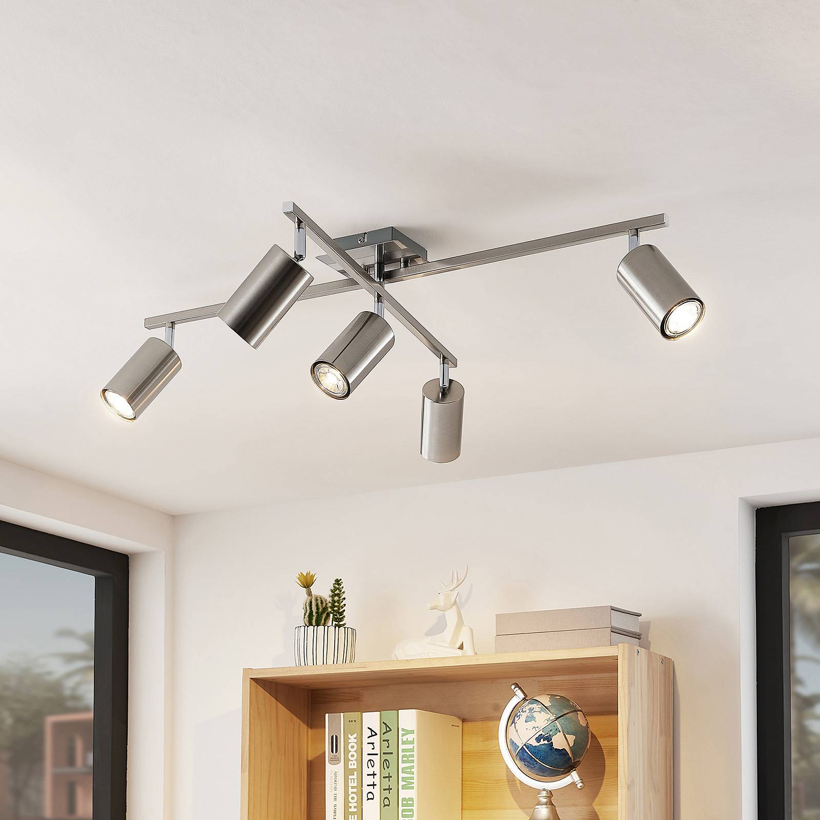 Svítidlo Lindby nikl satinovaný hliník