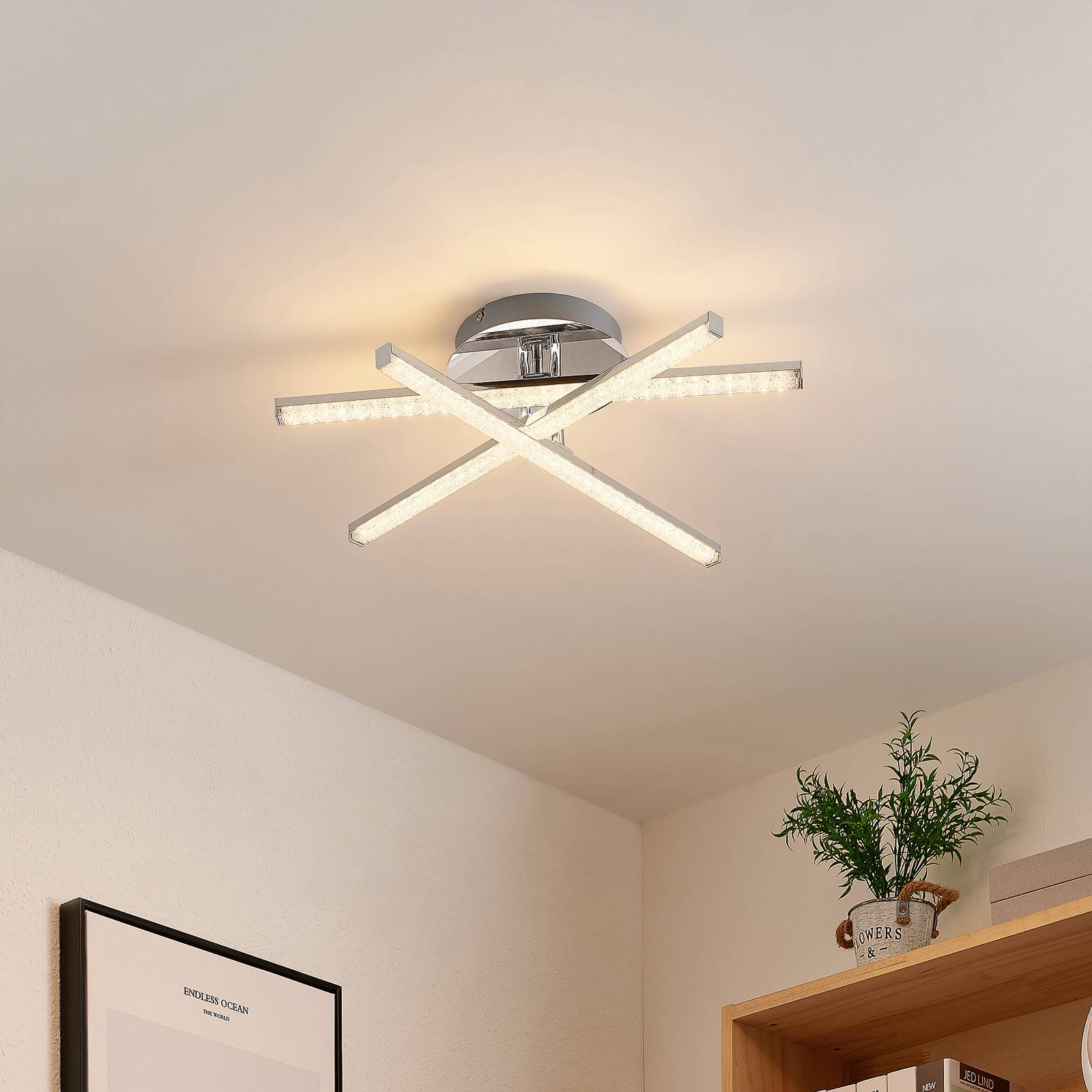 Lindby Kacper LED stropní světlo, Obývací pokoj / jídelna, železo, akryl, 5W, P: 50 cm, L: 44 cm, K: 13.3cm - Image 2