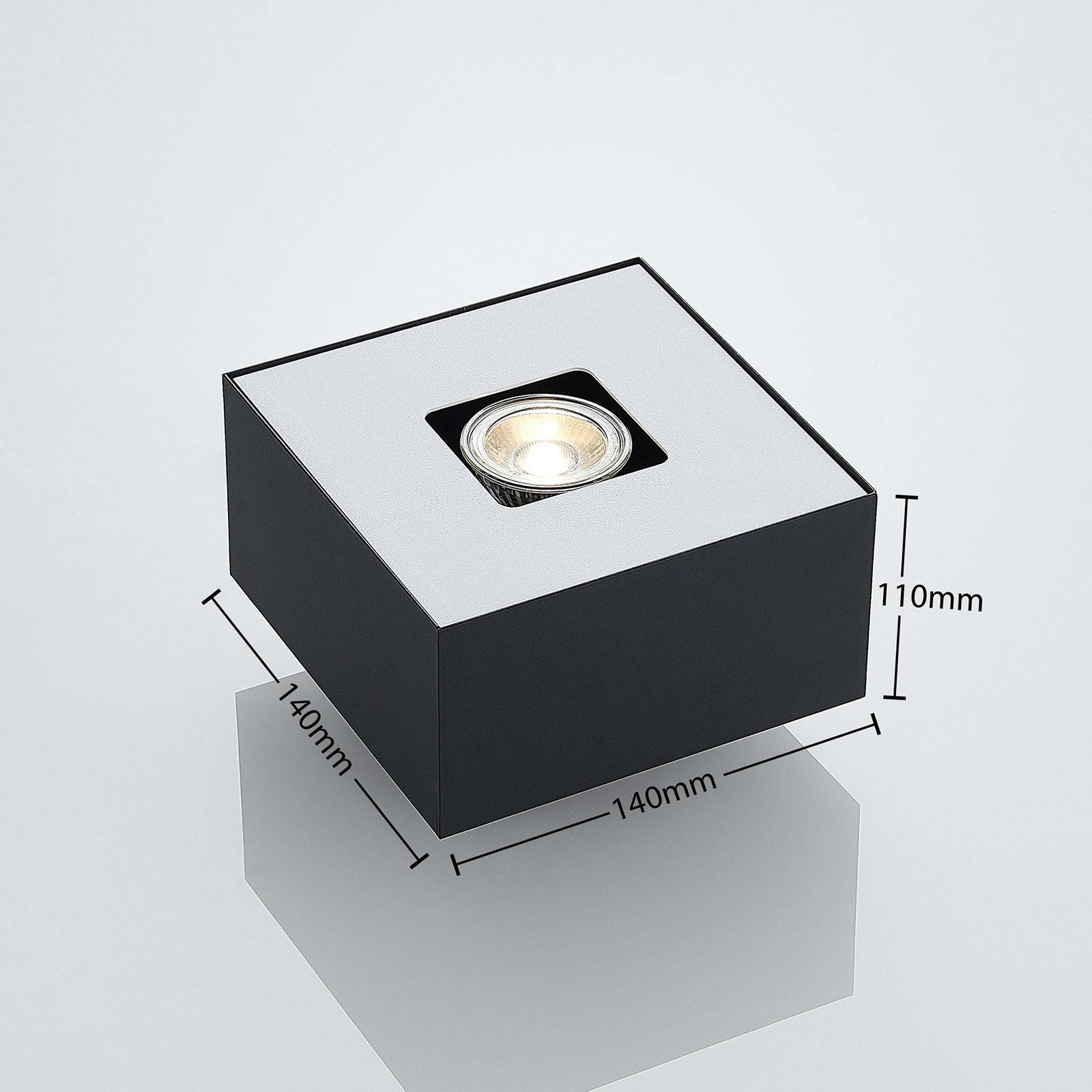 Lindby Kasi stropní světlo, černá 1 zdroj 14x14cm, Obývací pokoj / jídelna, ocel, GU10, 40W, P: 14 cm, L: 14 cm, K: 11cm - Image 2