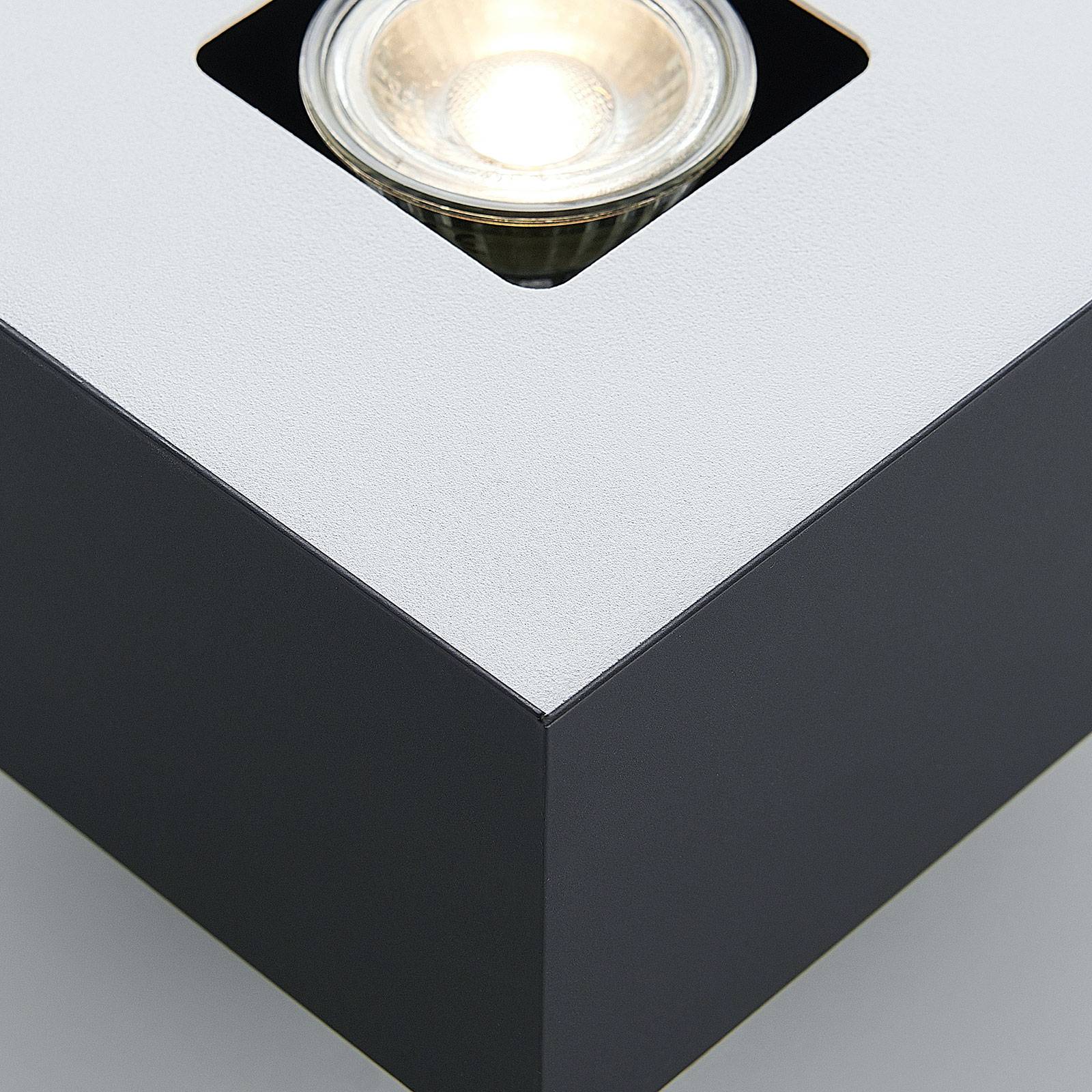 Lindby Kasi stropní světlo, černá 1 zdroj 14x14cm, Obývací pokoj / jídelna, ocel, GU10, 40W, P: 14 cm, L: 14 cm, K: 11cm - Image 5