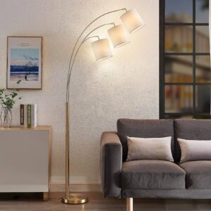 Svítidlo Lindby mosaz/bílá ocel/textilie/plast