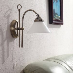 Svítidlo Lindby opálová bílá lesklá/starožitná mosaz sklo/kov