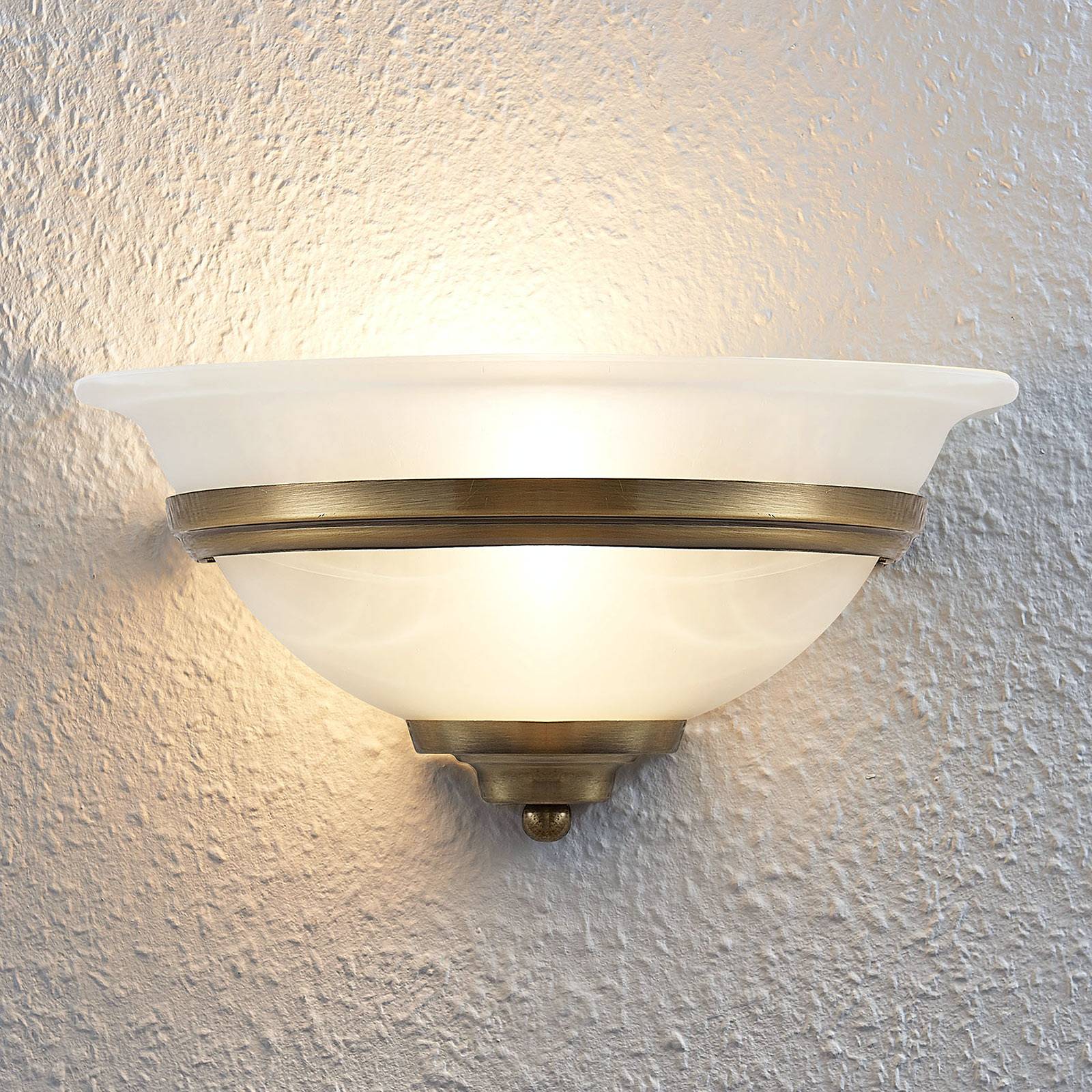 Svítidlo Lindby bílá satinovaná/starožitná mosaz sklo/kov