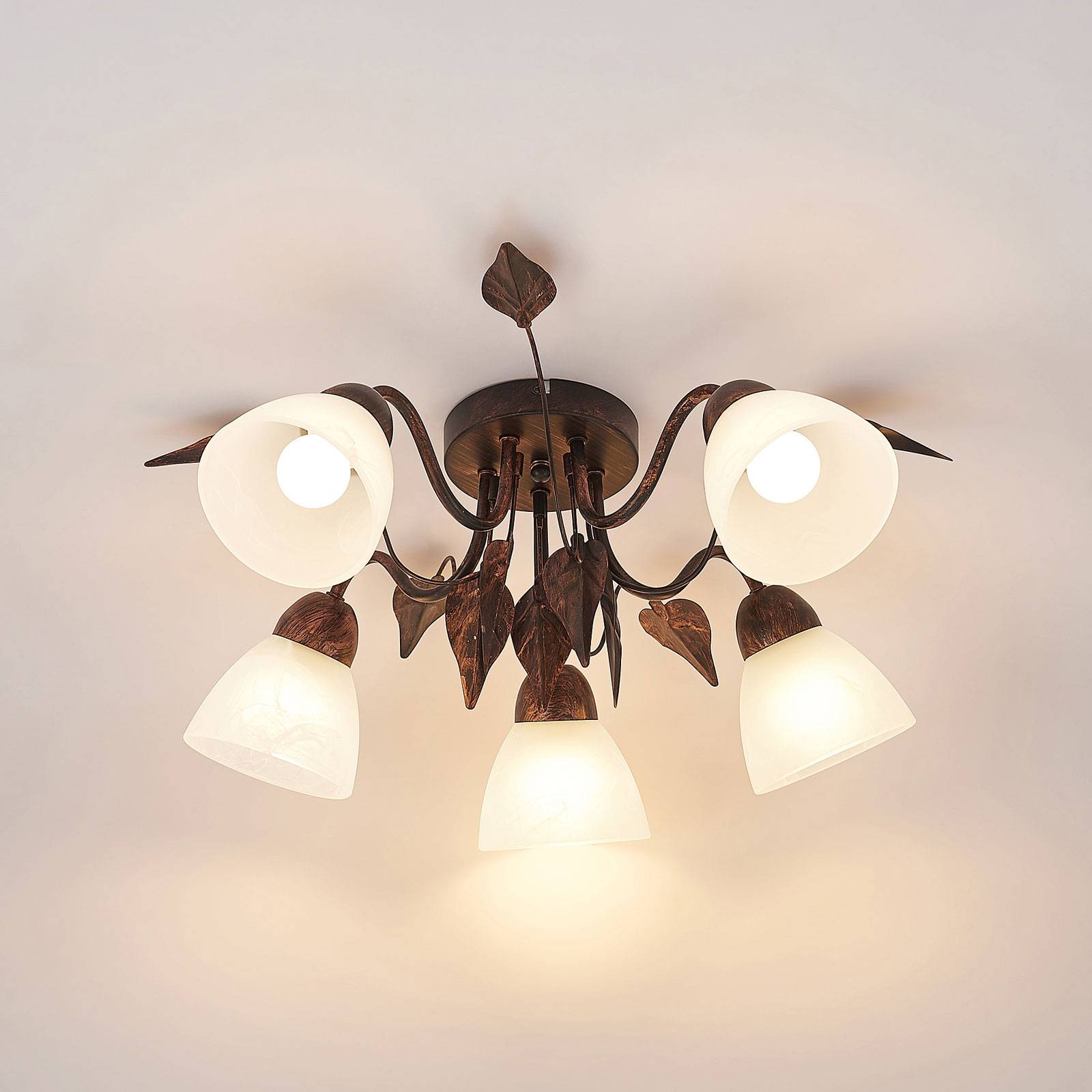 Lindby Noveli stropní světlo, Obývací pokoj / jídelna, železo, sklo, E14, 40W, K: 20.5cm - Image 3