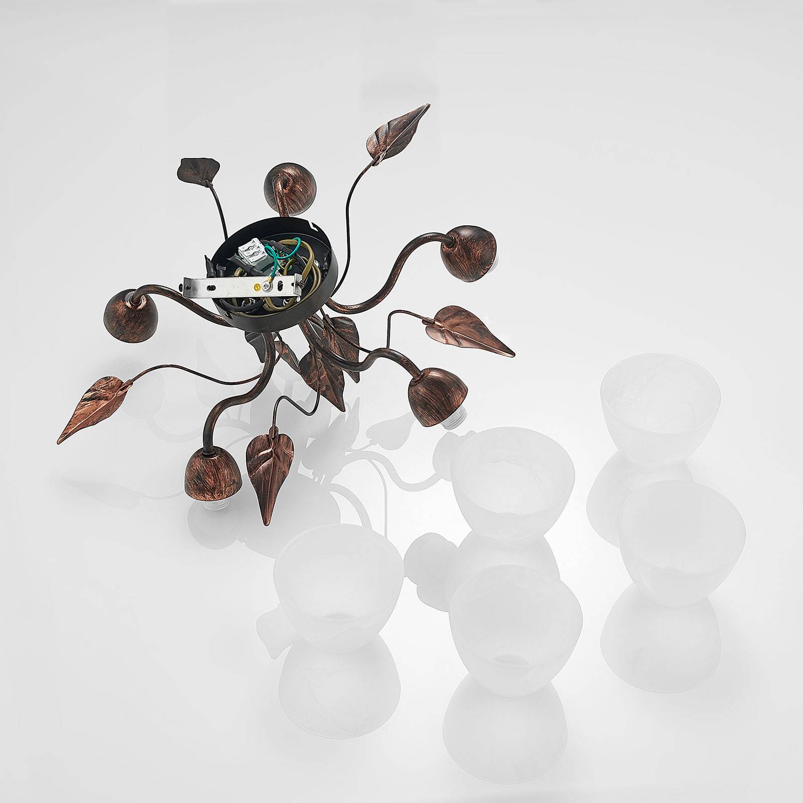 Lindby Noveli stropní světlo, Obývací pokoj / jídelna, železo, sklo, E14, 40W, K: 20.5cm - Image 4