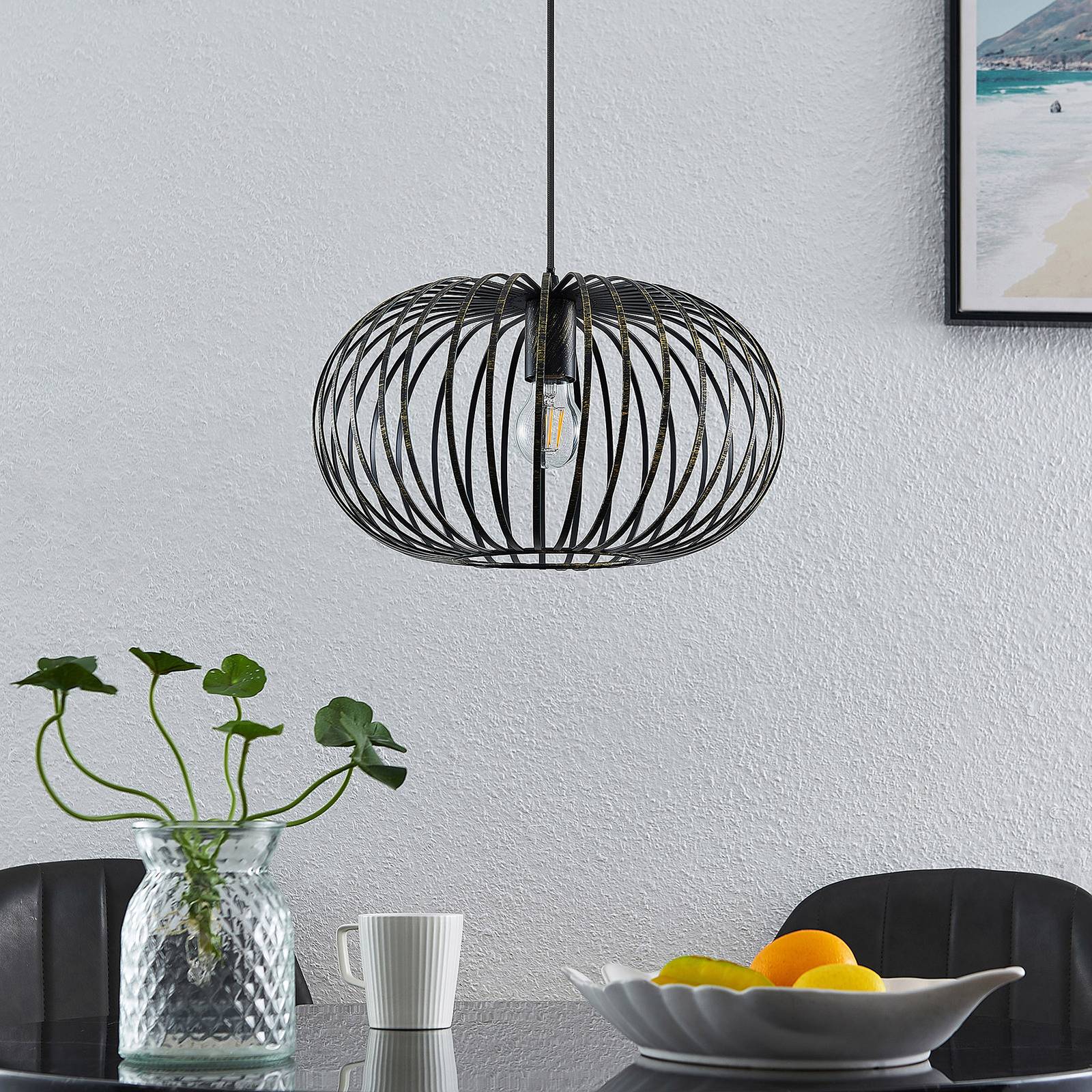 Svítidlo Lindby černá/mosaz kartáčovaná ocel