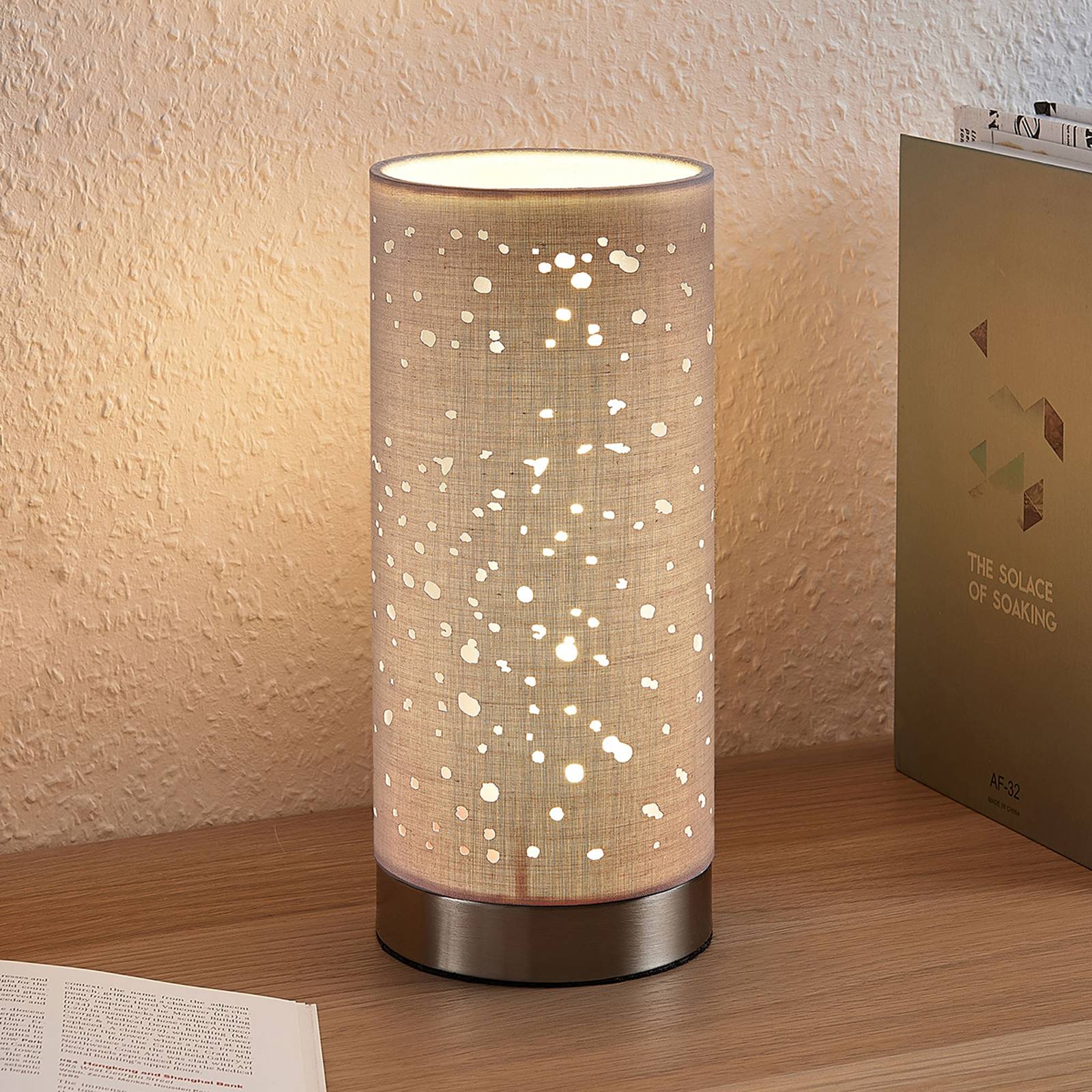 Svítidlo Lindby šedá/nikl satinovaný látka/kov