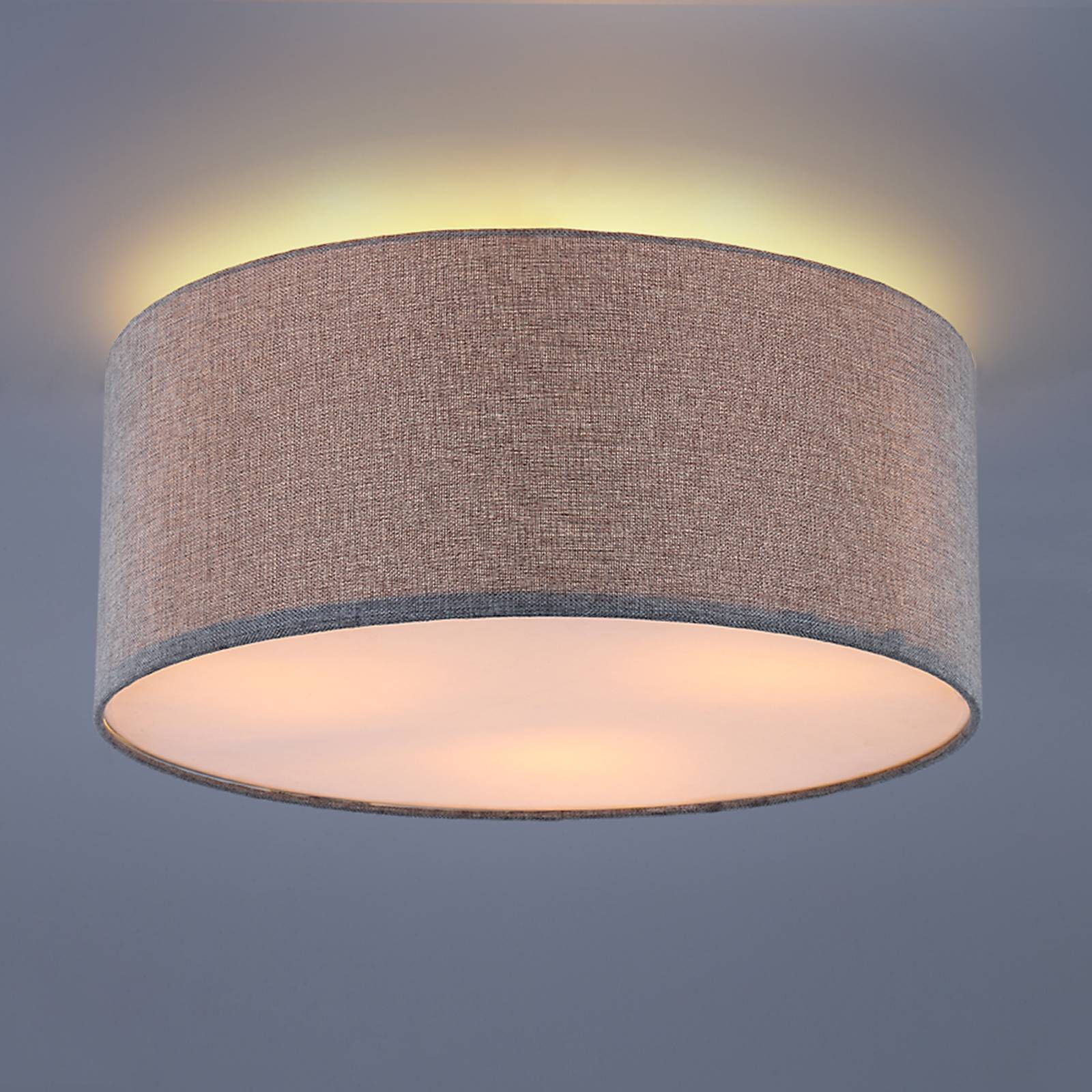 Lindby Stříbrně šedá textilní lampa Pitta ve lnu, Obývací pokoj / jídelna, látka, plast, kov, E27, 60W, K: 22.5cm - Image 2