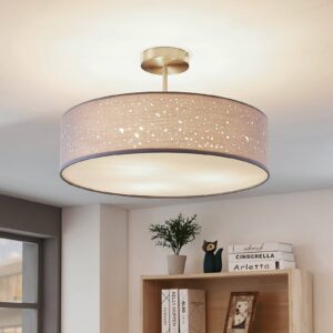 Svítidlo Lindby šedá/nikl satinovaný textil/kov