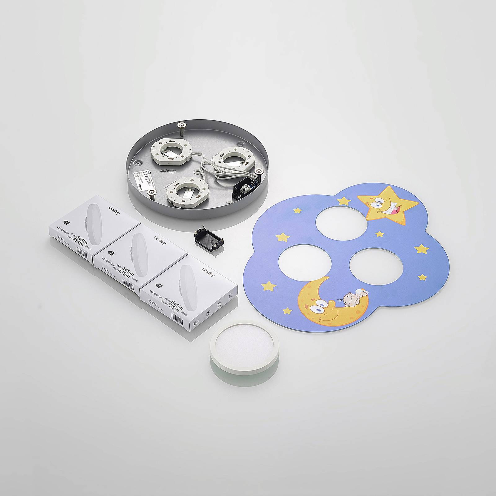 Lindby Thorke stropní svítidlo, noční obloha, Dětský pokoj, železo, GX53, 6W, P: 41 cm, L: 35 cm, K: 3cm - Image 5