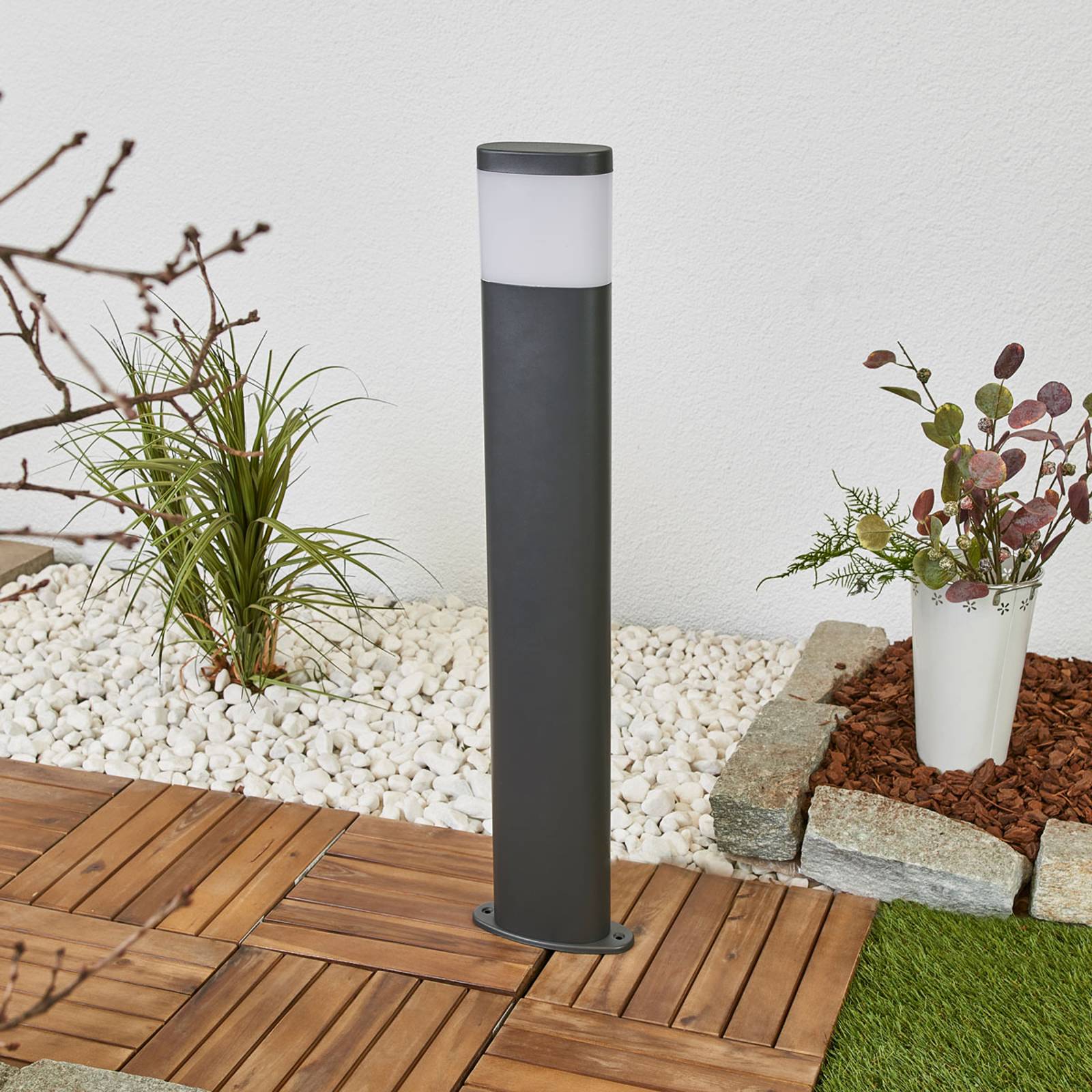 Svítidlo Lindby tmavě šedá/bílá nerezová ocel/polykarbonát