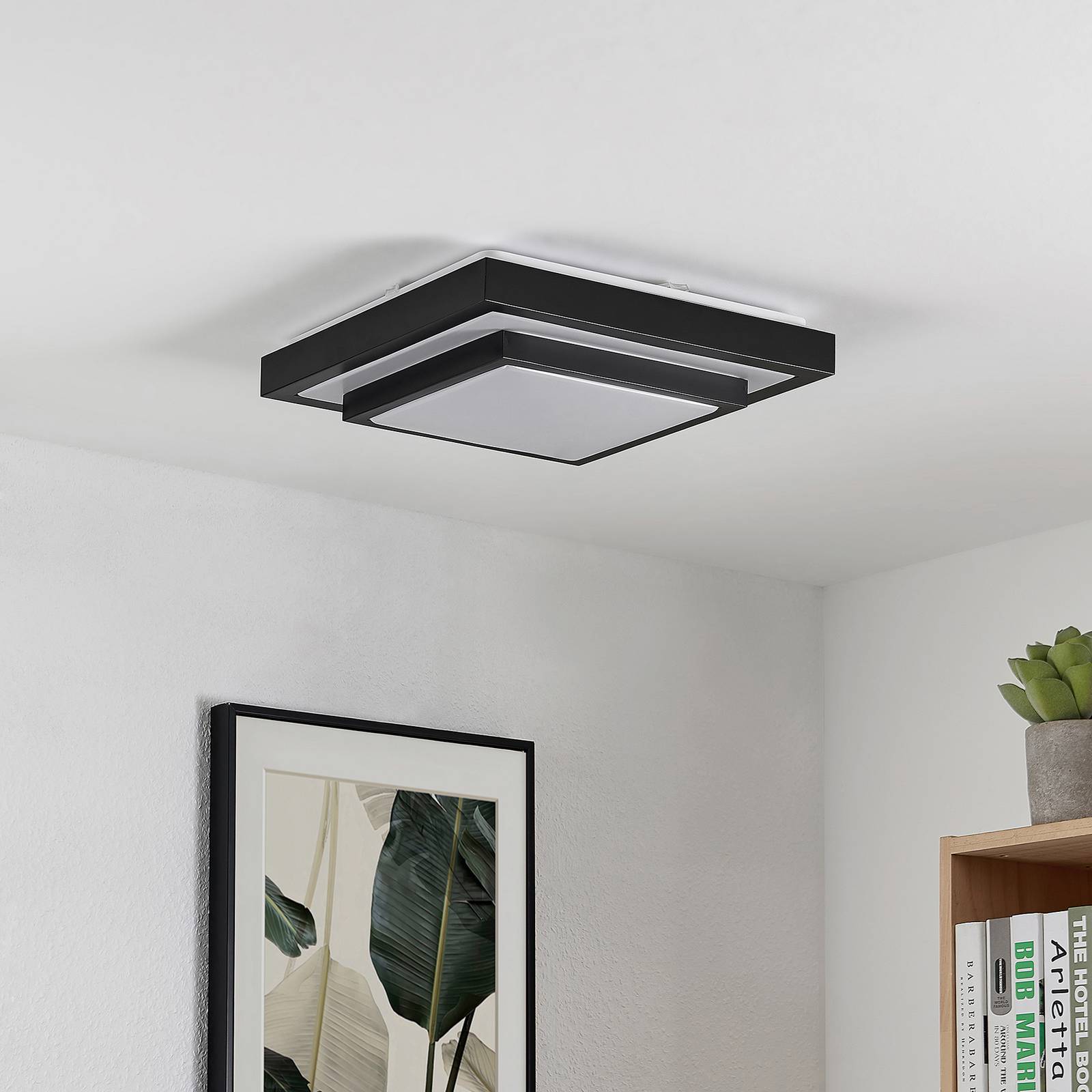 Lindby Vilho LED stropní svítidlo, 37, 5 cm, Pracovna / kancelář, železo, hliník, plast, 24W, P: 37.5 cm, L: 37.5 cm, K: 10cm - Image 3