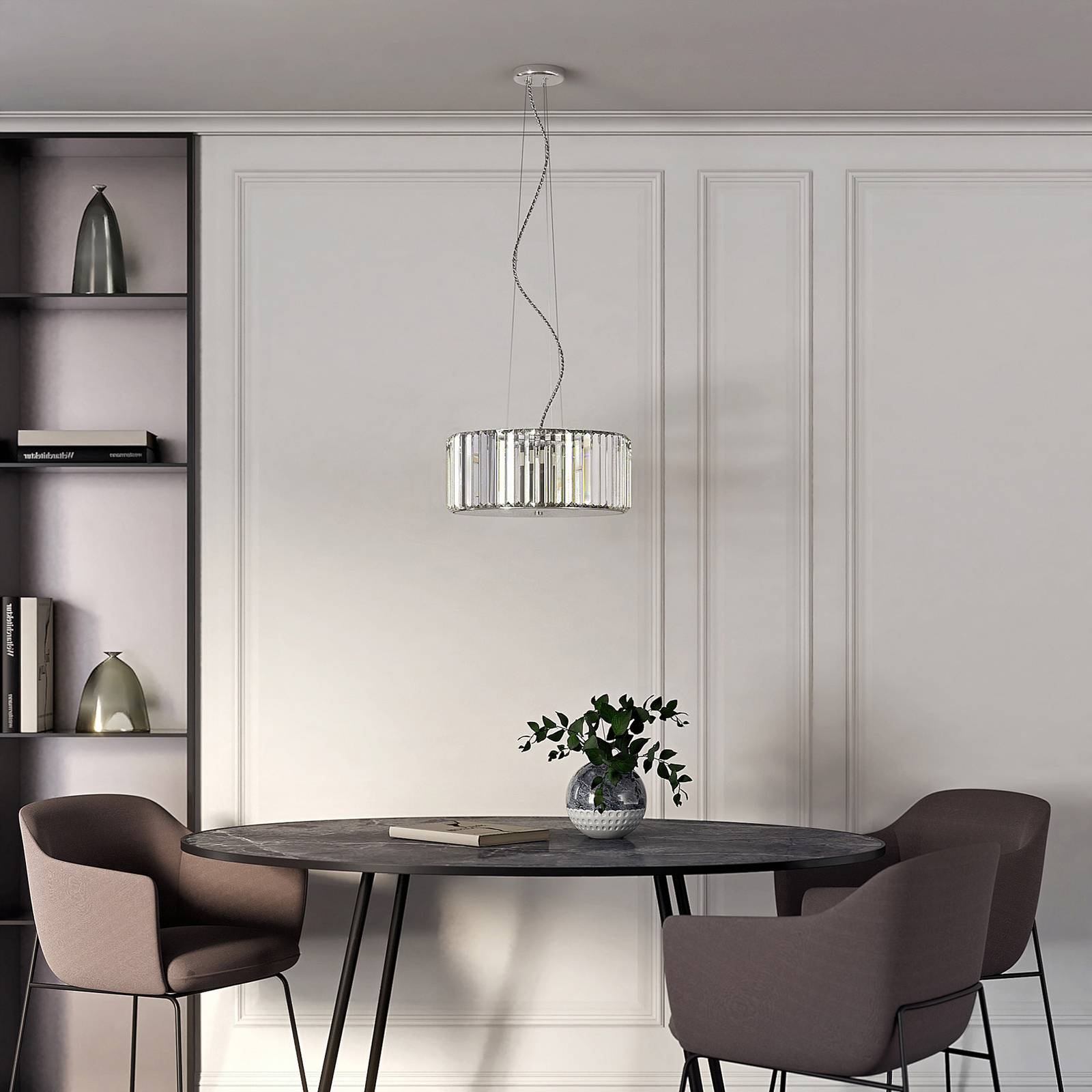 Lucande Alobani LED závěsné svítidlo s krystaly, Obývací pokoj / jídelna, železo, křišťál, 30W, K: 20cm - Image 2