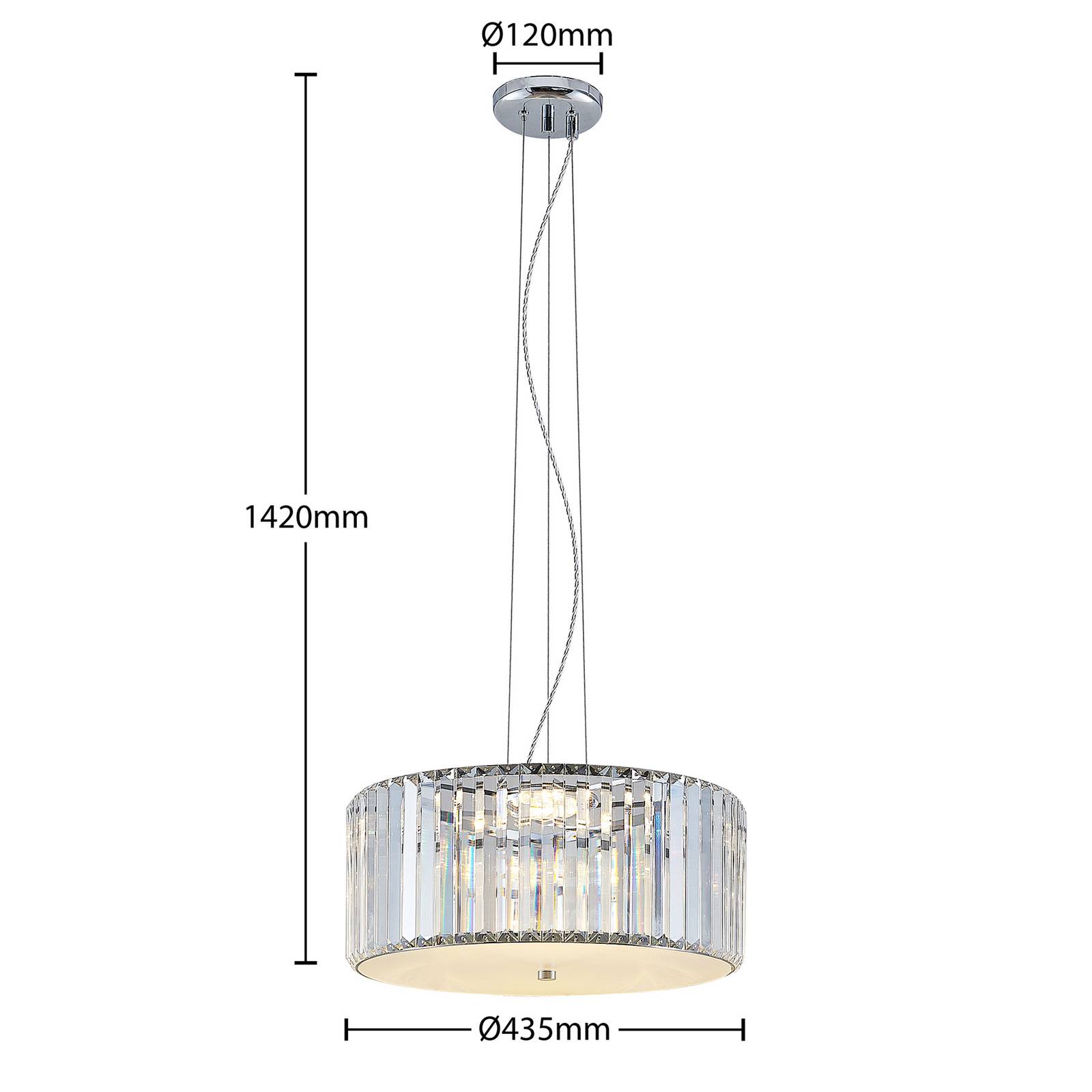 Lucande Alobani LED závěsné svítidlo s krystaly, Obývací pokoj / jídelna, železo, křišťál, 30W, K: 20cm - Image 3