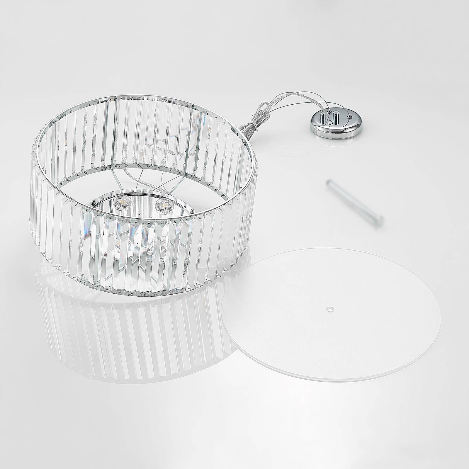 Lucande Alobani LED závěsné svítidlo s krystaly, Obývací pokoj / jídelna, železo, křišťál, 30W, K: 20cm - Image 5