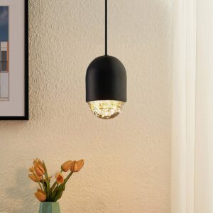 Svítidlo Lucande černá/čirá železo/sklo