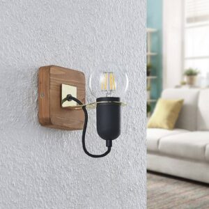 Svítidlo Lucande pískově černá/dřevo železo/borové dřevo