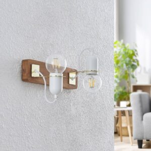 Svítidlo Lucande dřevo starobylé/bílá/mosaz leštěná borové dřevo/železo