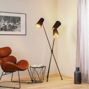 Svítidlo Lucande černá/zlatá tkanina/železo