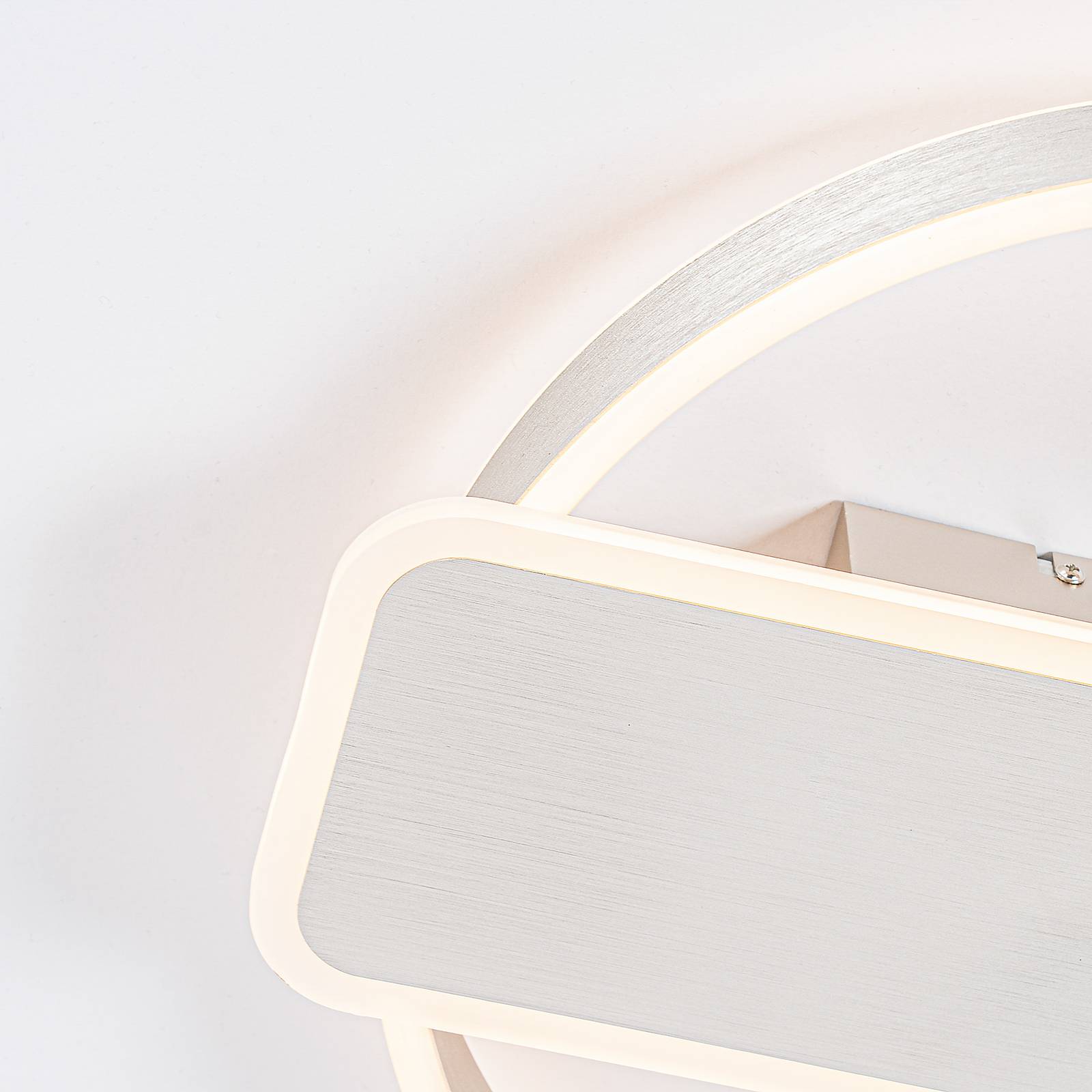 Lucande Damivan LED stropní svítidlo, kulaté, nikl, Obývací pokoj / jídelna, hliník, železo, akryl, silikon, 44.7W, P: 44.5 cm, L: 39.8 cm, K: 22.5cm - Image 3