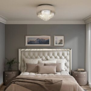 Svítidlo Lucande chrom/bílá železo/sklo/křišťál