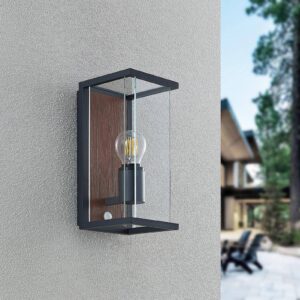 Svítidlo Lucande grafitová/čirá/dřevo tmavé hliníkový tlakový odlitek/SPC/sklo