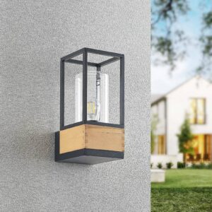 Svítidlo Lucande černá/světlé dřevo hliníkový tlakový odlitek/sklo/teakové dřevo