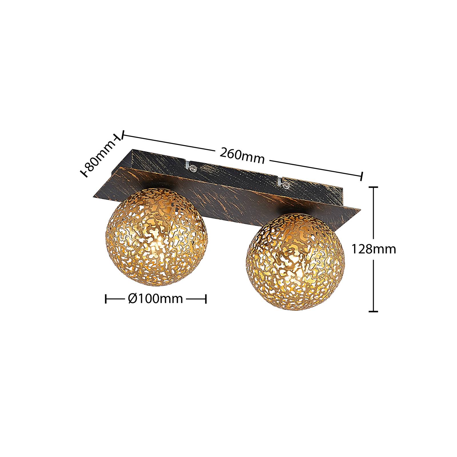 Lucande Evory stropní světlo, hranaté, 2 zdroje, Obývací pokoj / jídelna, železo, G9, 40W, P: 26 cm, L: 10 cm, K: 12.8cm - Image 5