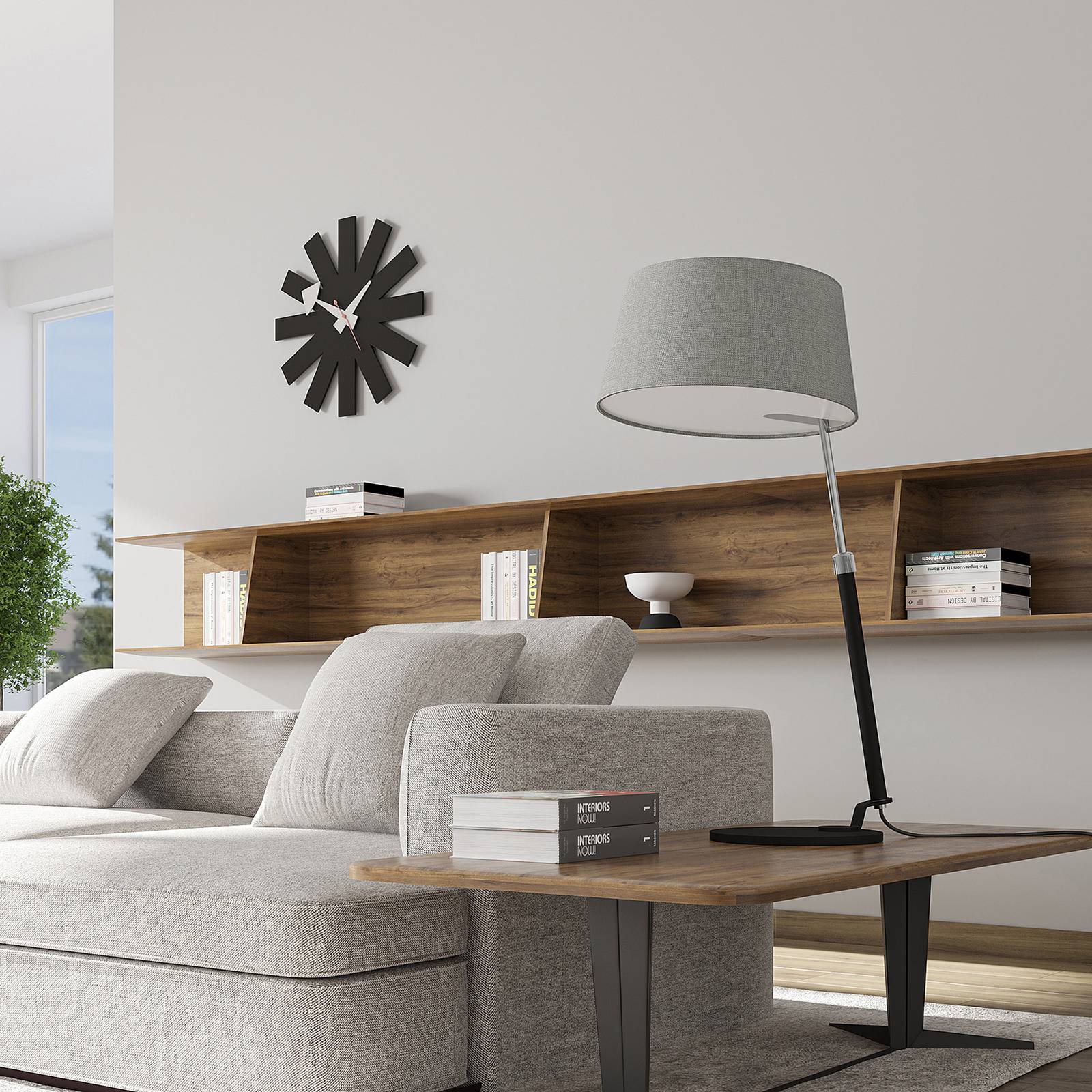 Svítidlo Lucande šedá/černá/chrom železo/hliník/textil