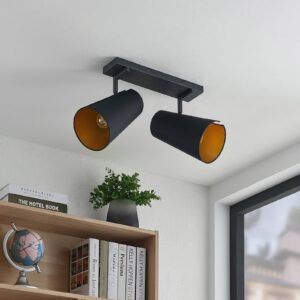 Svítidlo Lucande černá/zlatá železo/textil