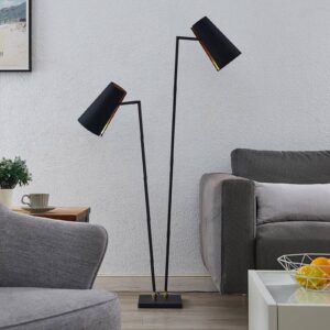 Svítidlo Lucande černá/zlatá železo/textil