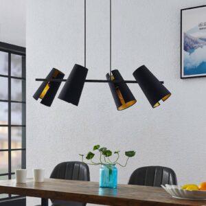 Svítidlo Lucande černá/zlatá železo/textil