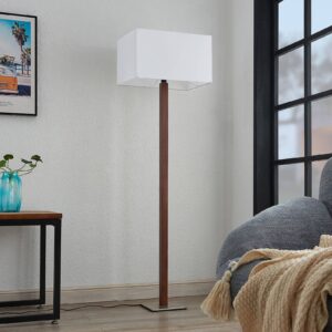 Svítidlo Lucande bílá/nikl matný/dub tmavý tkanina/ocel/dubové dřevo