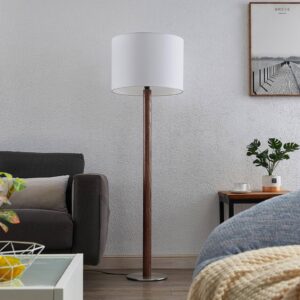 Svítidlo Lucande bílá/nikl matný/dub tmavý tkanina/ocel/dubové dřevo