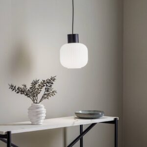 Svítidlo Lucande opálově bílá/černá sklo/železo