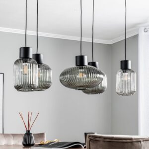 Svítidlo Lucande kouřově šedá/černá sklo/železo