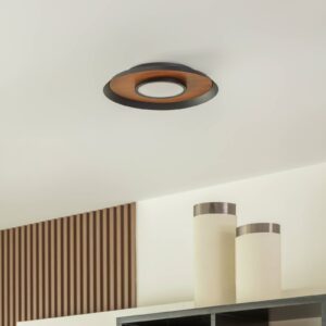 Svítidlo Lucande černá/světlé dřevo železo