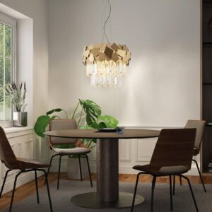 Svítidlo Lucande zlatá/čirá nerez/křišťál