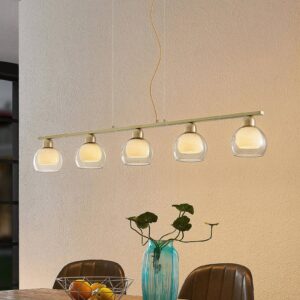 Svítidlo Lucande mosaz/kouřová šedá/bílá železo/sklo