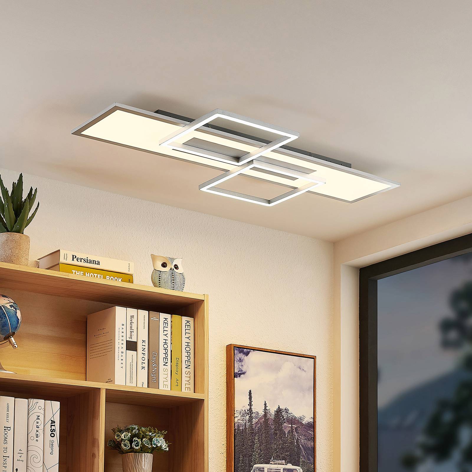 Lucande Stropní svítidlo Narumi LED CCT, 110 cm, bílé, Obývací pokoj / jídelna, Hliník, železo, plast, 45W, P: 110 cm, L: 56 cm, K: 7cm - Image 2