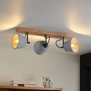 Svítidlo Lucande světlé dřevo/šedá beton/dubové dřevo